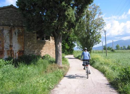 Biking quiet road to assisi